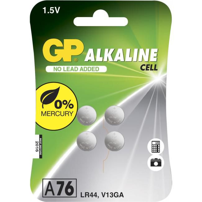 GP Batteries GP ALKALINE BUTTON CELL LR44 Blister with 4 batteries. 1.5V 103183 - eet01