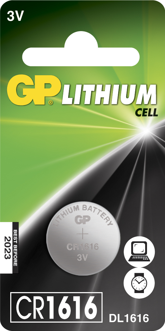 GP Batteries LITHIUM BUTTON CELL CR1616 Blister with 1 battery. 3V 2181 - eet01
