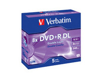 Verbatim DVD+R Double Layer 8X 8.5GB Branded Matt Silver,5 Pack 43541 - eet01