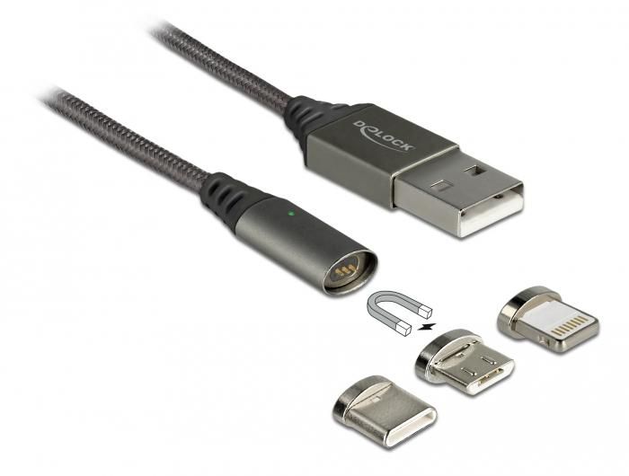 Delock Magnetic USB Charging Cable  Set for 8 Pin / Micro USB /  85705 - eet01