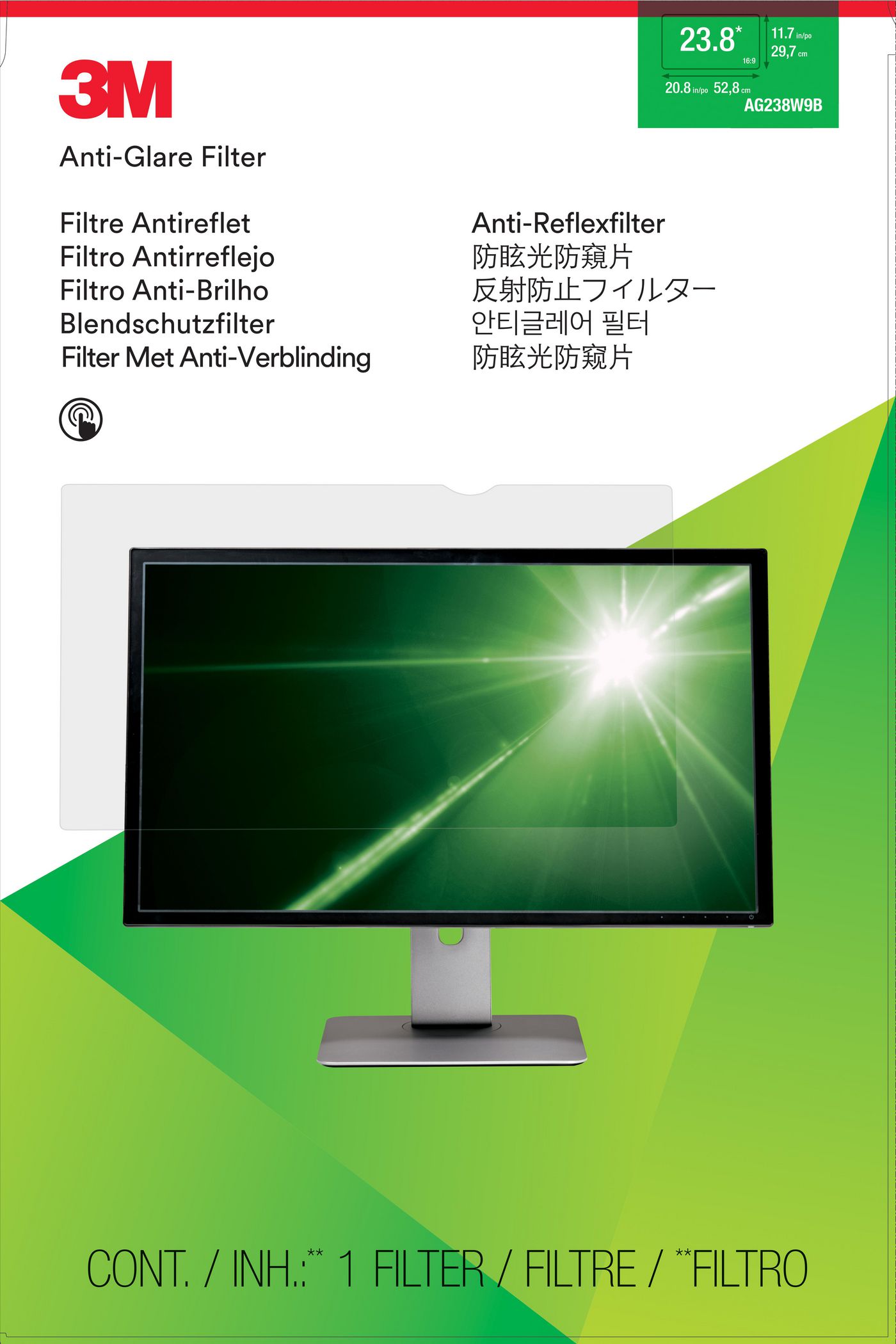 3M Anti-Glare Filter for  23.8inch Widescreen Monitor  98044064289 - eet01