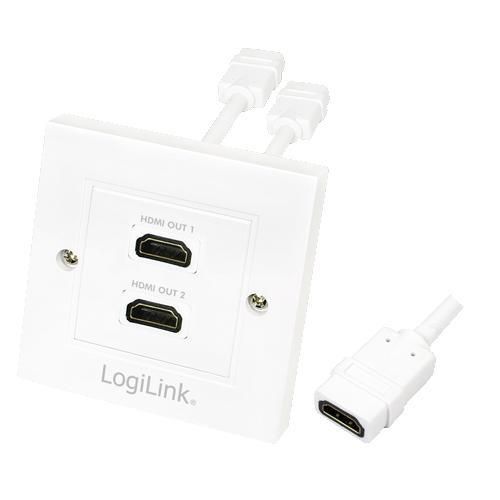 LogiLink HDMI Adapterwall socket2-portw Hite AH0015 - eet01