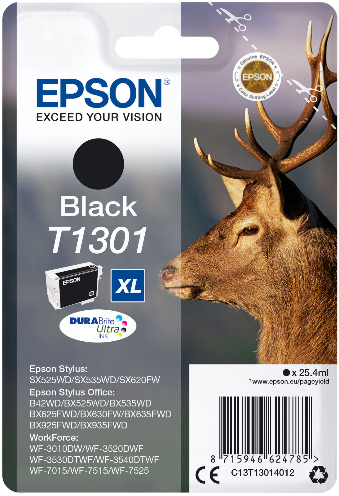 Epson T1301 ink cartridge blk Extra high capacity 25.4ml 1-p C13T13014022 - eet01
