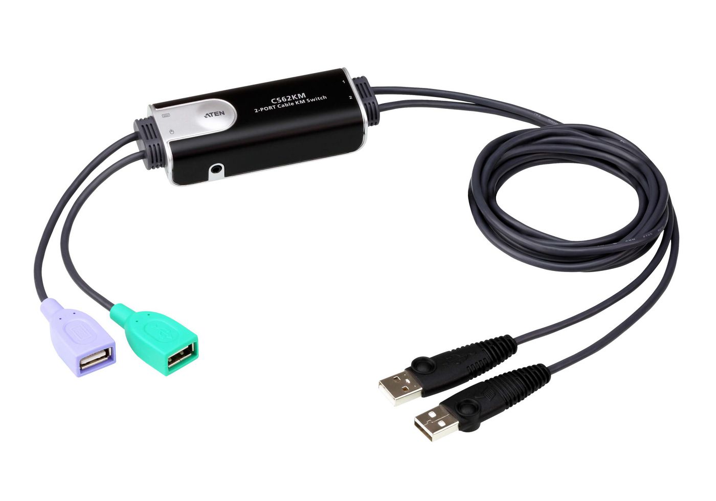 Aten 2-Port USB Boundless Cable KM  Switch 2-Port USB Boundless  CS62KM-AT - eet01