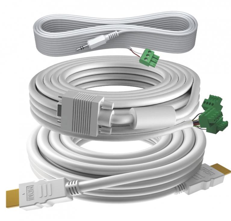 VISION TECHCONNECT V3 5M CABLE PACKAGE White Installation-grade Cables. Included: 1 X VGA, 1 X 3.5mm Minijack, 1 X HDMI. HDMI CABLE SPECIFICATIONS:  4K Compliant, High-Speed (Category 2) With - C2000