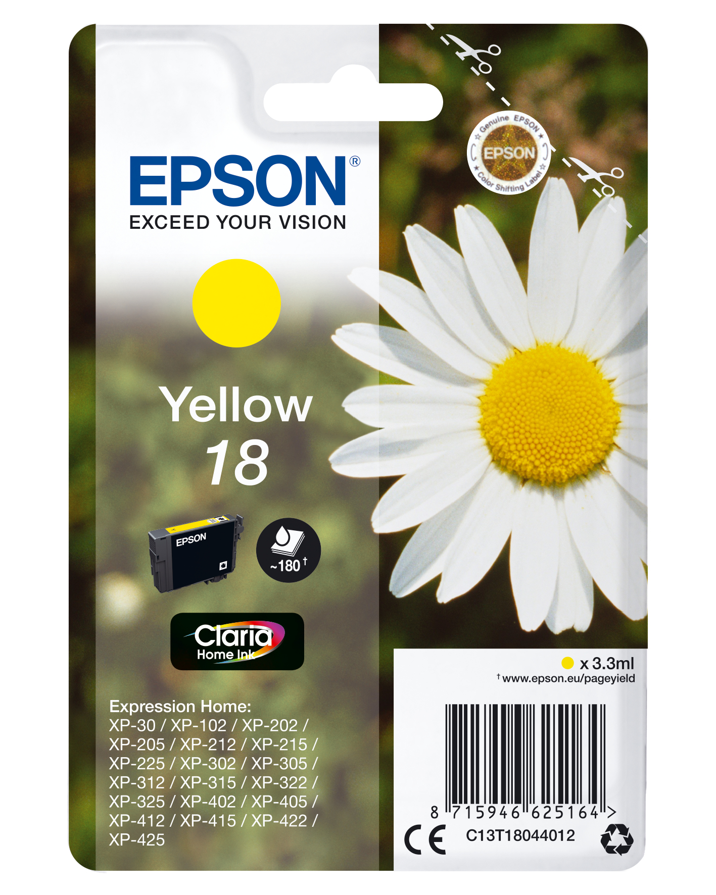 18 Daisy Yellow Ink Cart C13t18044012 - WC01