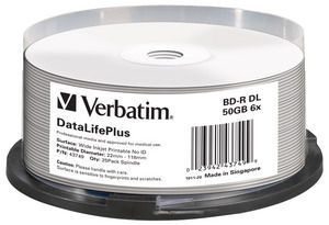 Verbatim BD-R DL 50GB 6x Wide Printable 43749 - CMS01