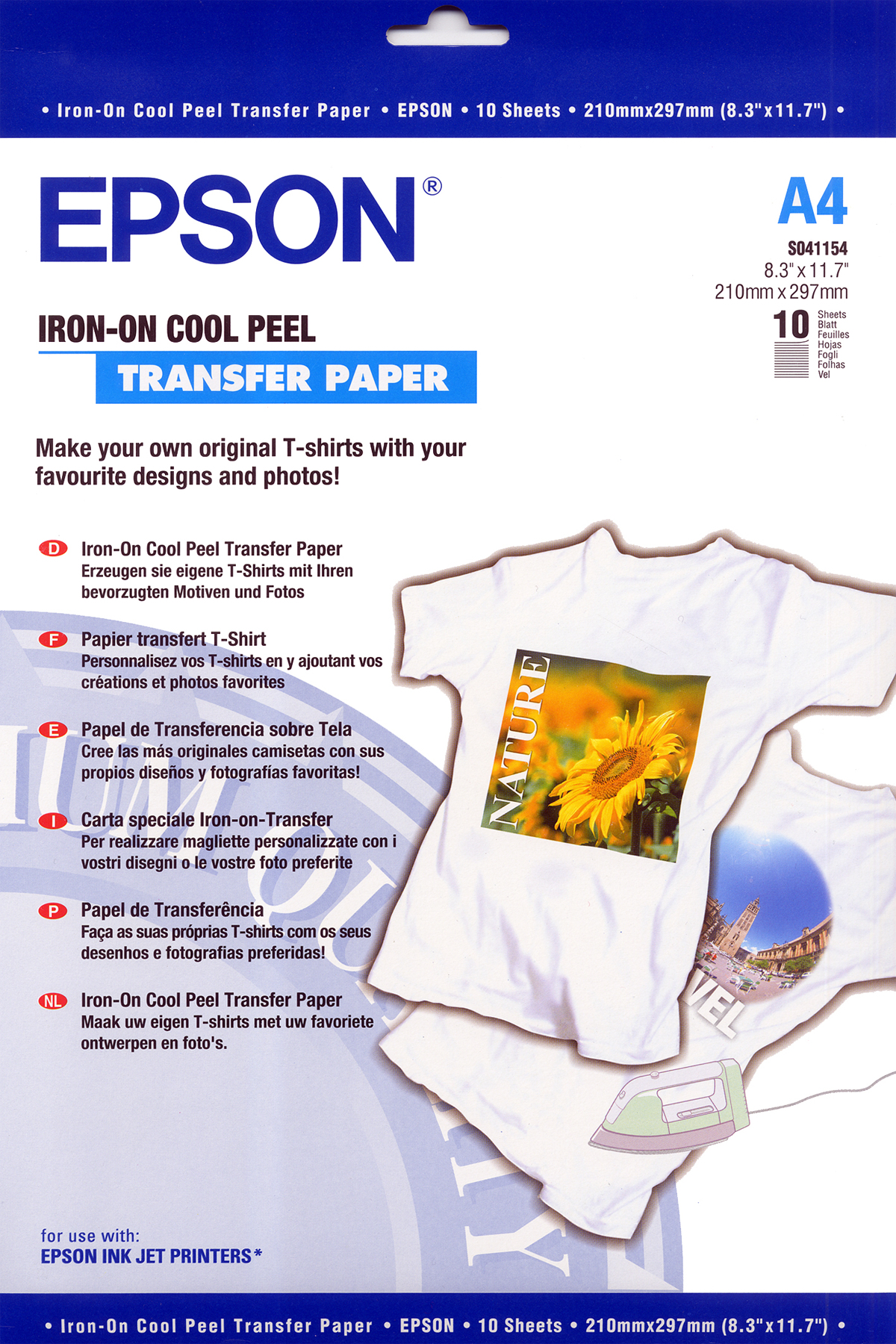 Epson Cool Peel T-Shirt - Iron-on Transfers - A4 (210 X 297 Mm) - 10 Pcs. C13S041154 - C2000