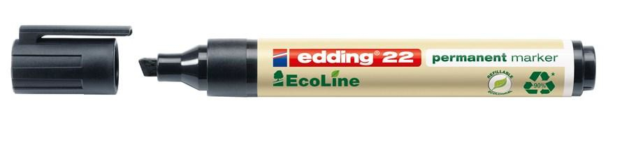 edding Edding 22 Ecoline Permanent Chisel Tip Marker Black Pk10 4-22001 - AD01