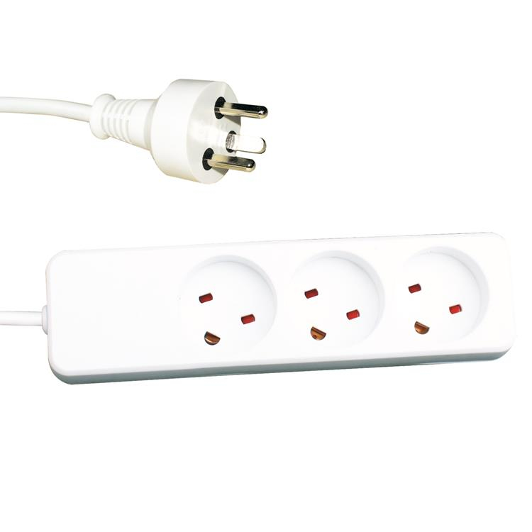24155123-6EE Garbot Plast Power Strip 3-way K-IT Outlet. White Factory Sealed