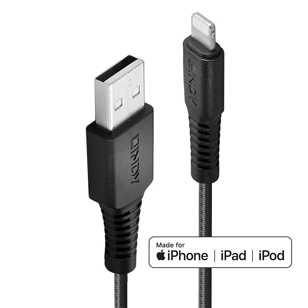 31290 Lindy 31290 Lightning Cable 0.5 M Black Factory Sealed