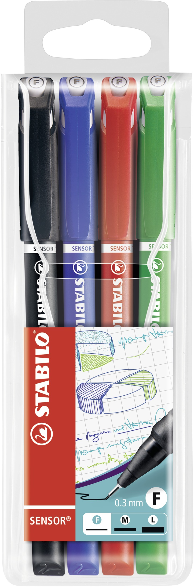 stabilo Stabilo Sensor Fineliner Pen 0.3mm Line Black/blue/red/green (wallet 4) 189/4 189/4 - AD01