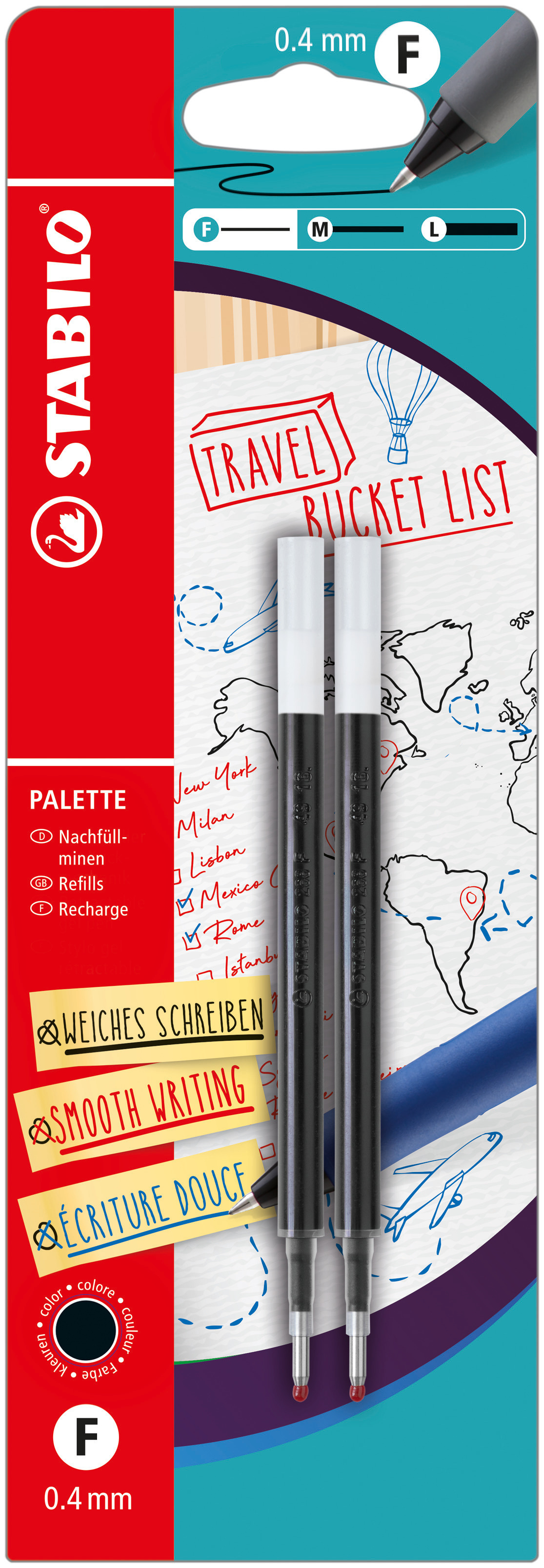 stabilo Stabilo Palette Gel Rollerball Refill 0.4mm Line Black (blister 2) B-55618-5 B-55618-5 - AD01