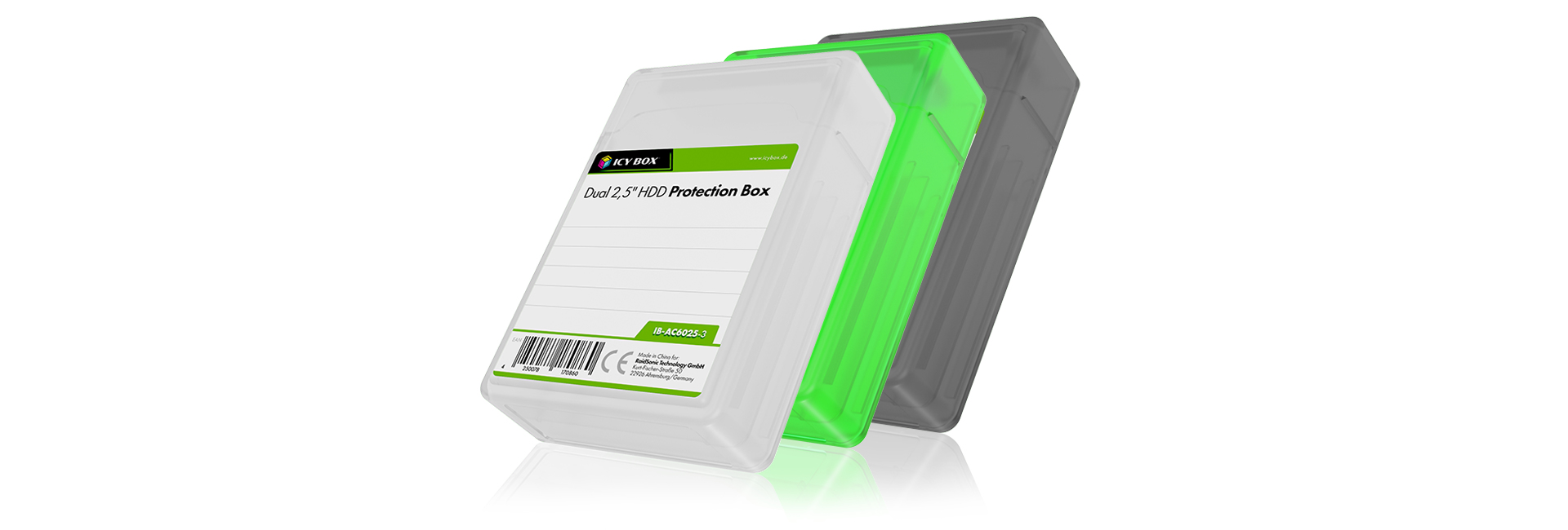 ICY BOX Pouch Case Plastic Green,  Grey, White  IB-AC6025-3 - eet01