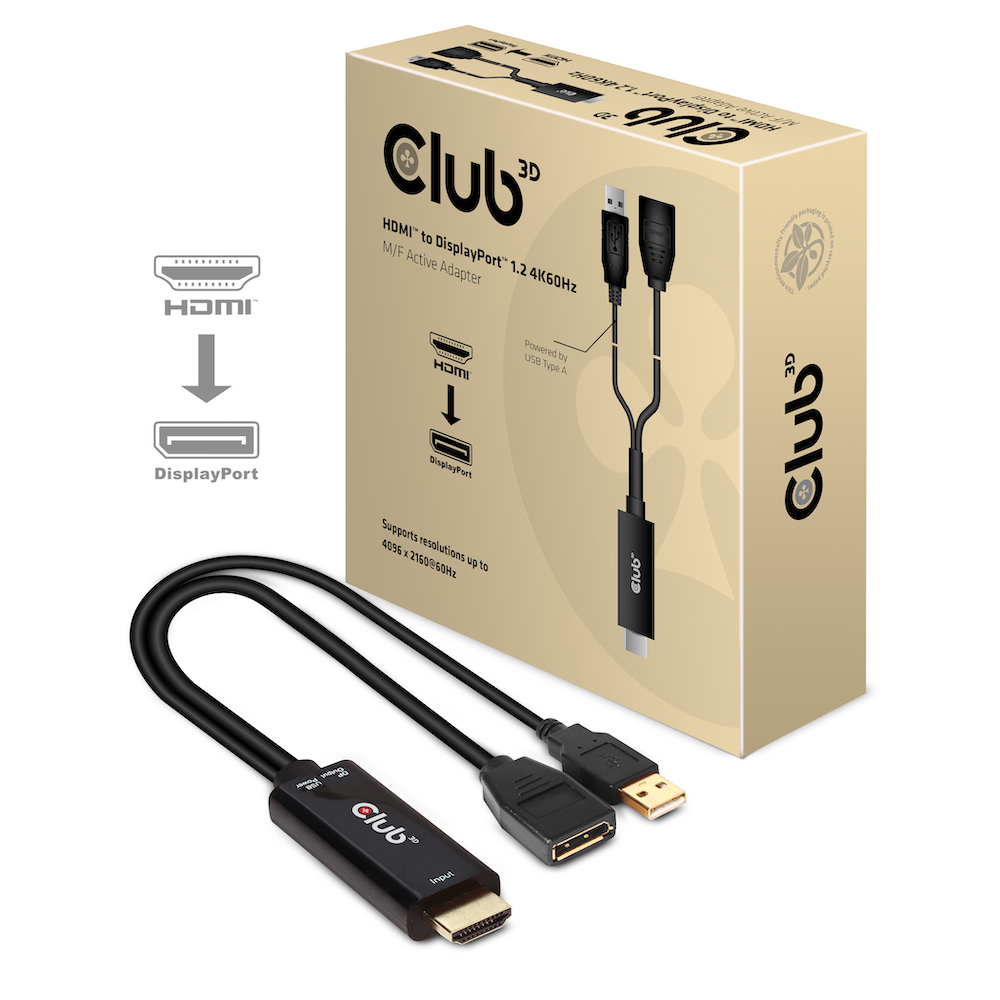 Club3D Hdmi 2.0 To Displayport 1.2  4K60Hz Hdr M/F Active Adapter  CAC-1331 - eet01