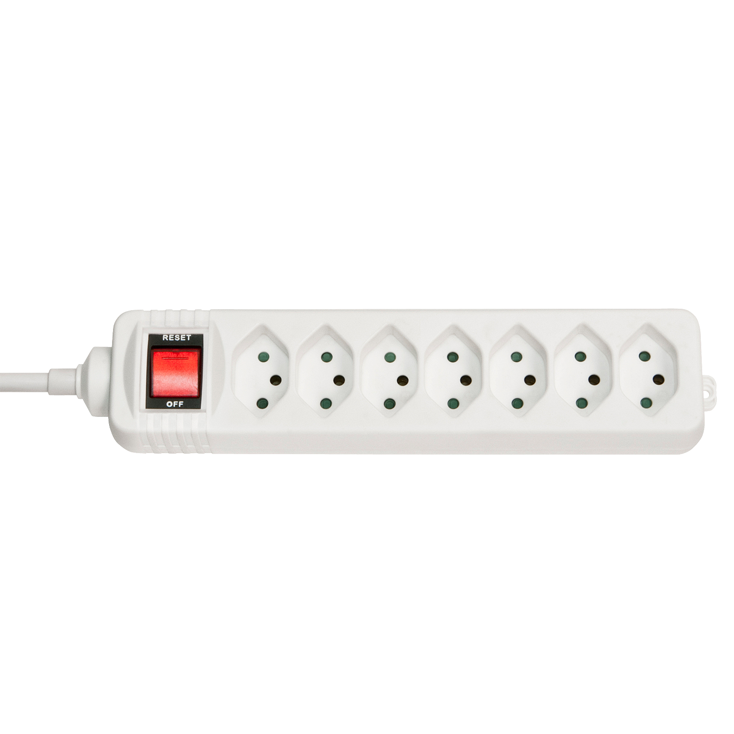 Lindy 7-Way Swiss 3-Pin Mains Power  Extension with Switch, White  73168 - eet01