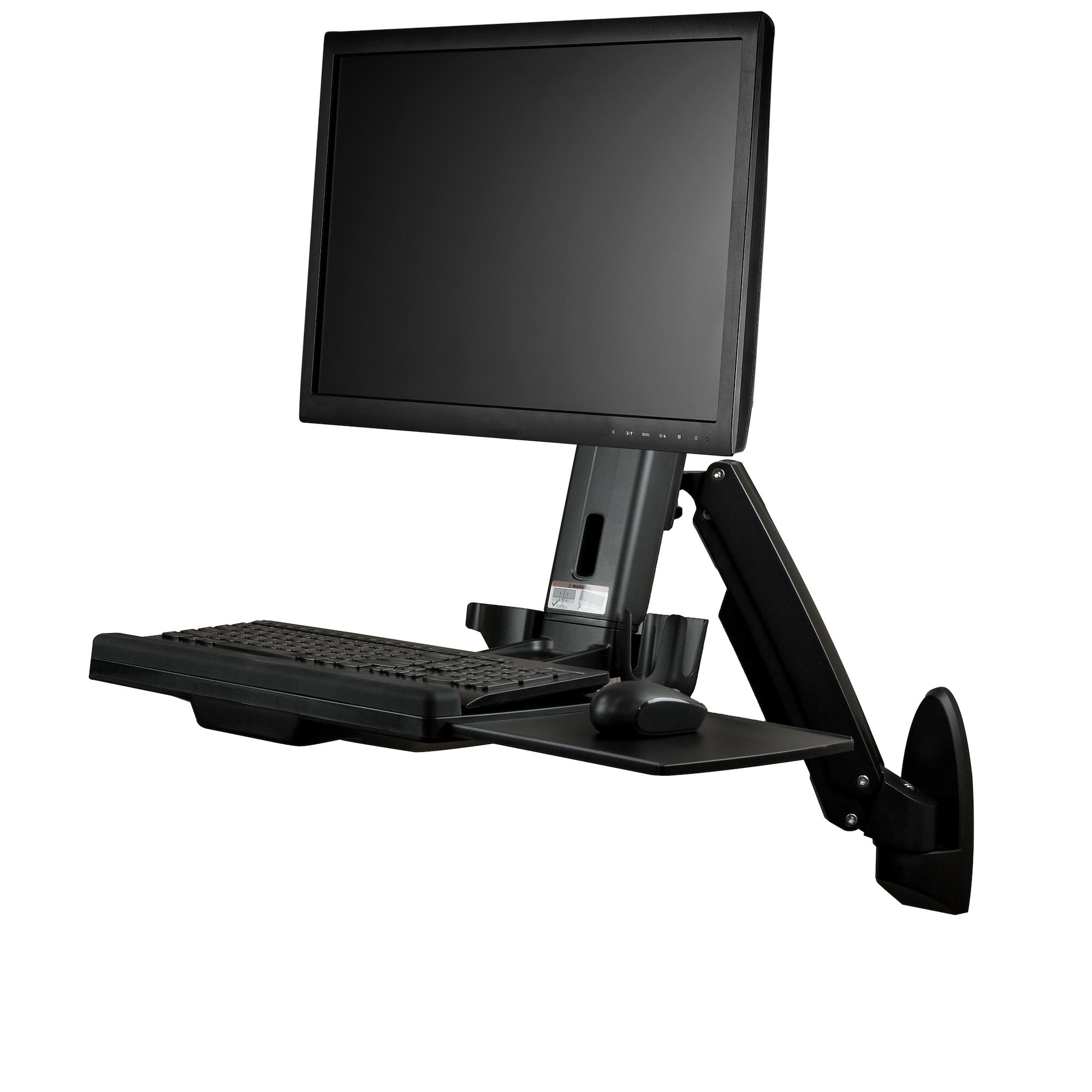 StarTech.com Wall Mount Workstation, Articulating Full Motion Standing Desk With Ergonomic Height Adjustable Monitor & Keyboard Tray Arm, Mouse & Scanner Holders, For Single VESA Display - Fo - C2000