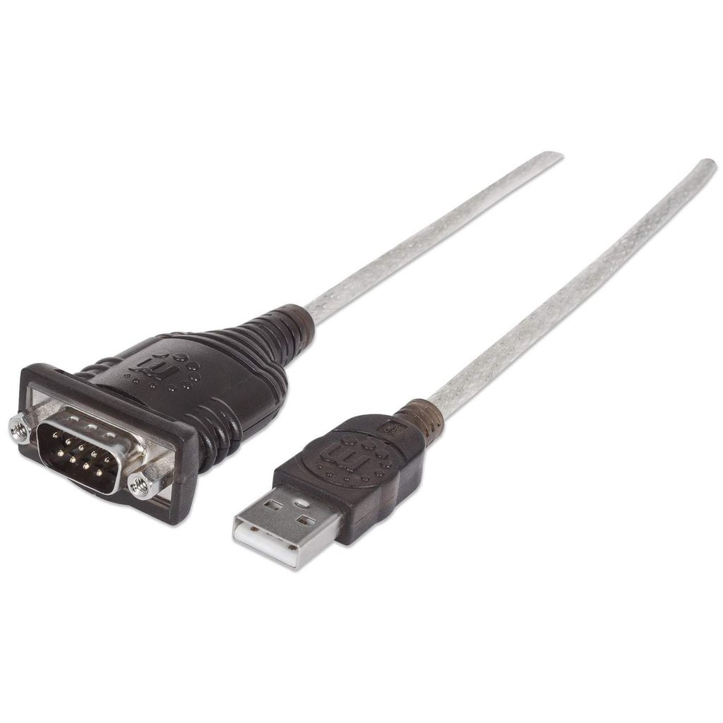 205153 manhattan Usb-a To Serial Converter Cable, 45cm, Male To Male, Serial/rs232/com/db9, Prolific Pl-2303ra Chip, Equivalent To Startech Icusb232v2, Black/silver Cable, Three Year Warranty, Polybag - NA01