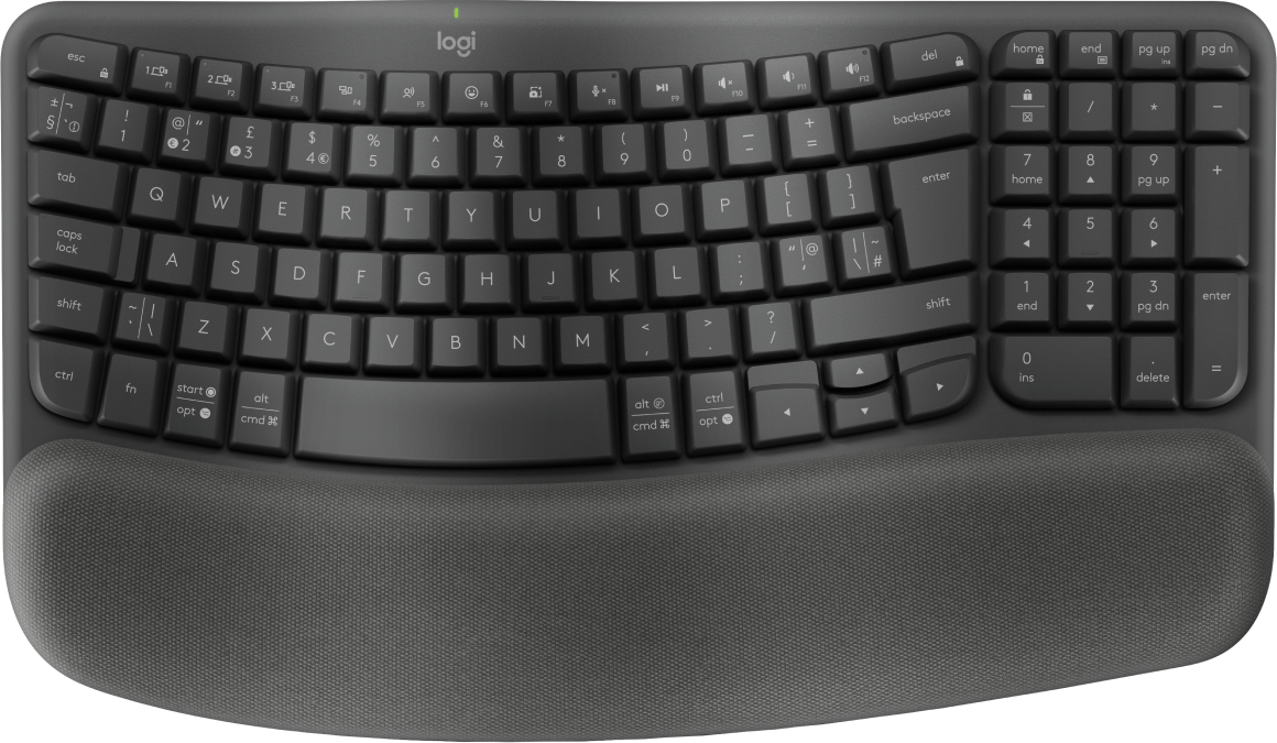 Logitech Wave Keys For Business - Keyboard - Wireless - 2.4 GHz, Bluetooth 5.1 LE - QWERTY - UK - Graphite 920-012333 - C2000