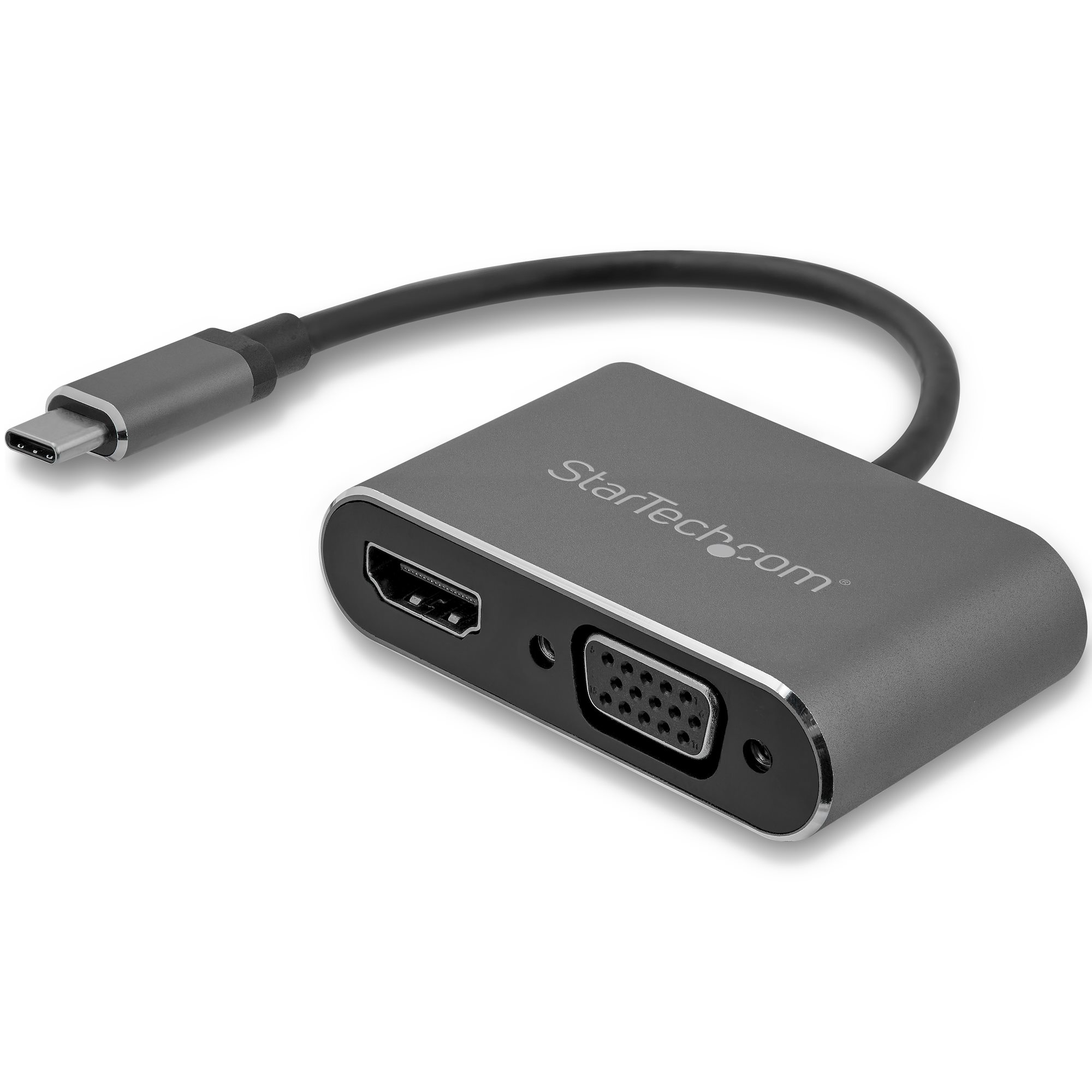 StarTech.com USB-C To VGA And HDMI Adapter - 2-in-1 - 4K 30Hz - Space Grey - Windows & Mac Compatible (CDP2HDVGA) - External Video Adapter - IT6222 - USB-C - HDMI, VGA - Space Grey CDP2HDVGA - C2000