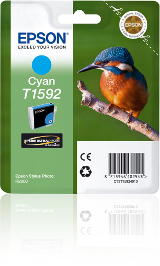epson Epson T1592 Kingfisher Cyan Standard Capacity Ink Cartridge 17ml - C13t15924010 C13t15924010 - AD01