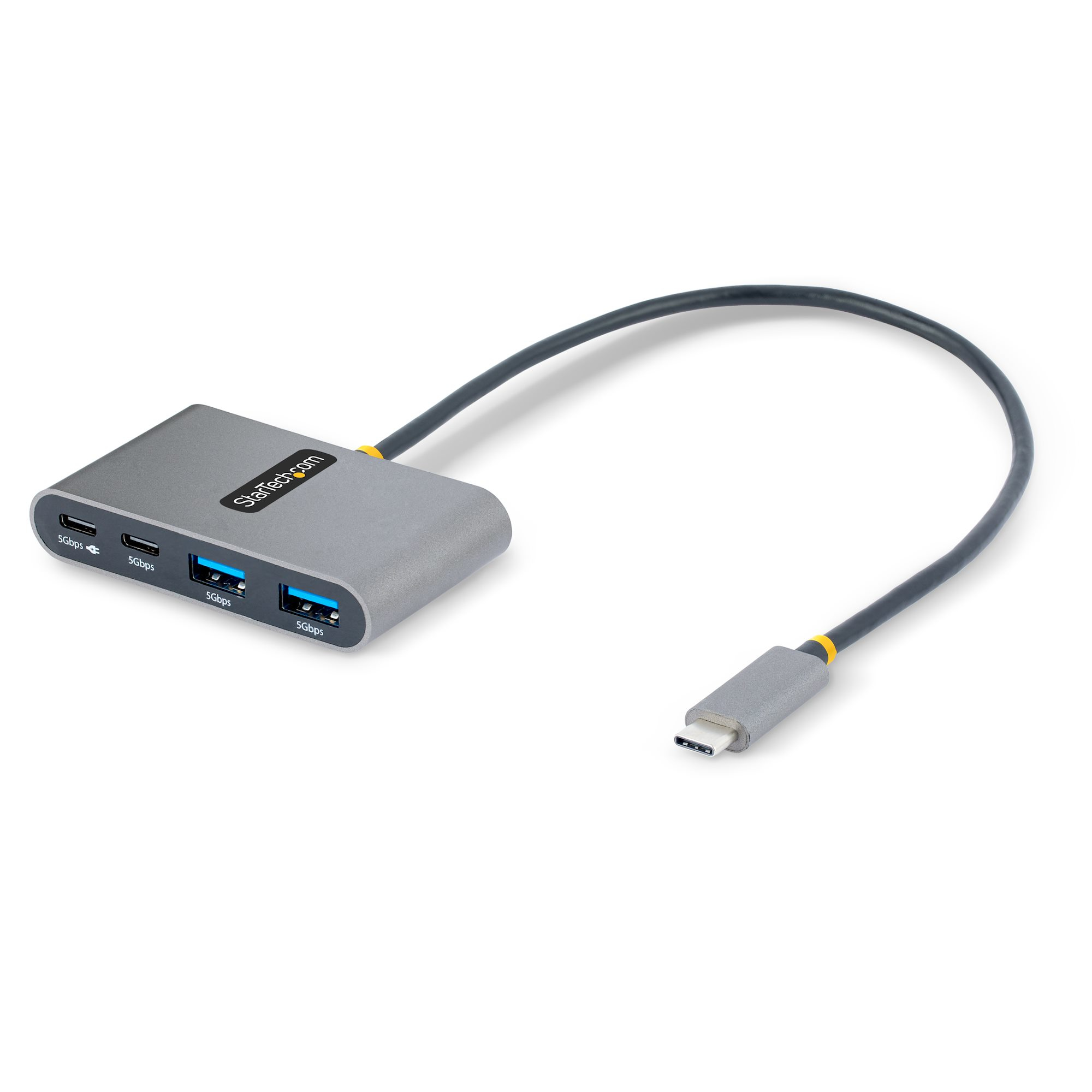 StarTech.com 4-Port USB-C Hub With 100W Power Delivery Pass-Through Charging, 2x USB-A + 2x USB-C, 5Gbps, USBC Hub W/ 1ft (30cm) Long Cable, Portable Laptop USB Type-C To USB-A/C Hub - USB 3. - C2000