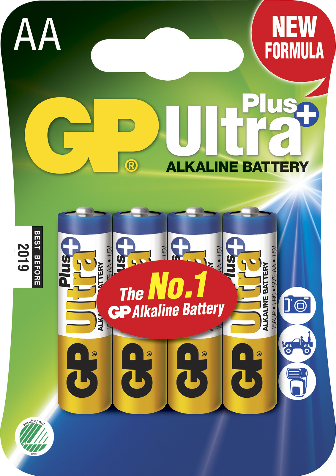 GP Batteries ULTRA PLUS ALKALINE AA/LR6 Blister with 4 batteries. 1,5V 151121 - eet01