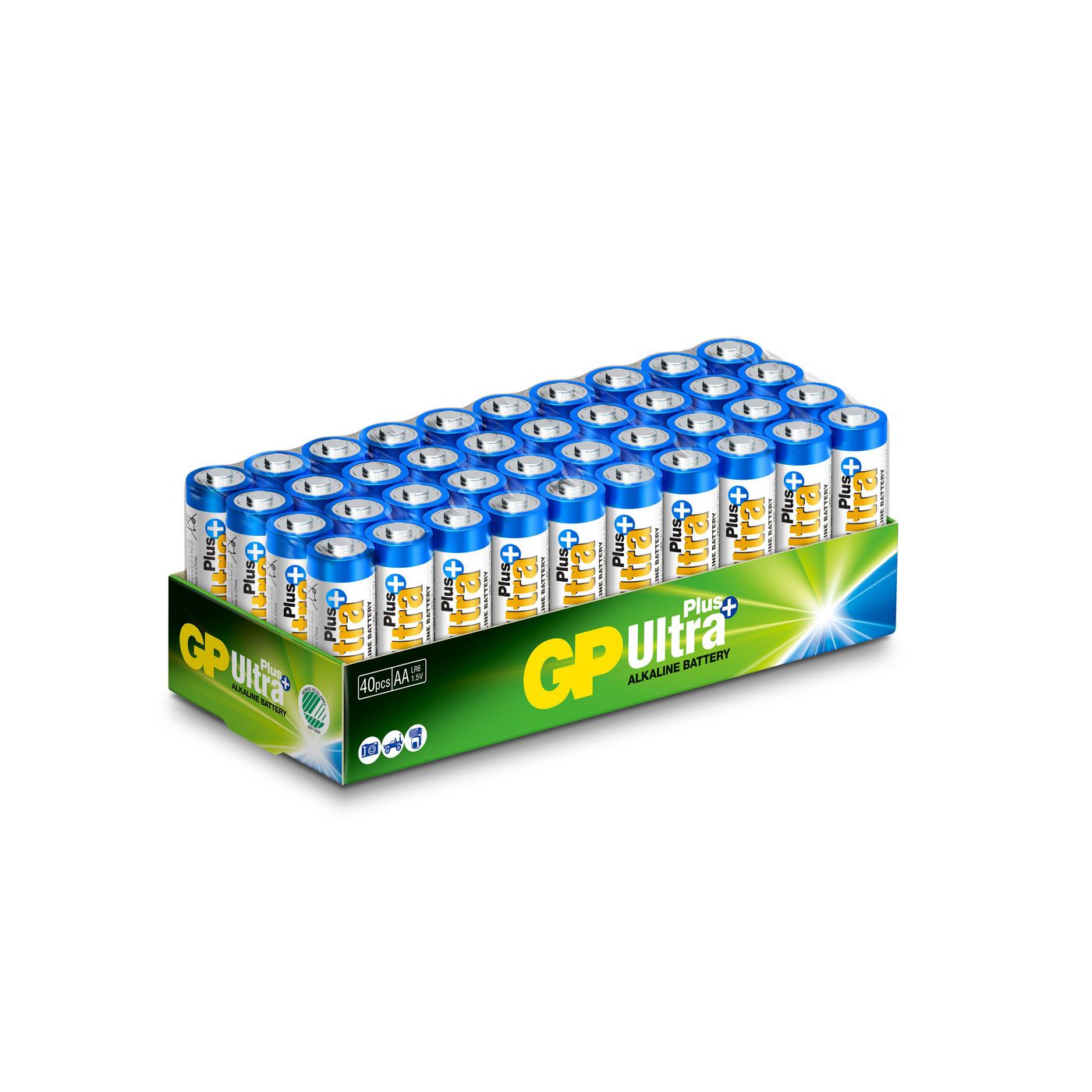 GP Batteries Ultra Plus Alkaline AA  Batteri, 15AUP/LR6, 40-pak  151381 - eet01