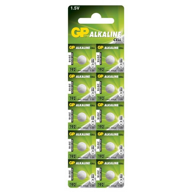 GP Batteries GP ALKALINE BUTTON CELL LR41  Blister with 10 batteries.  17168 - eet01