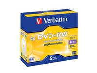 Verbatim DVD+RW 4X, 4.7GB Branded Matt Silver,5 Pack 43229 - eet01