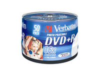 Verbatim DVD+R printable 16X Wide 4.7GB Inkjet printable, Non ID Brand 43512 - eet01