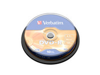 Verbatim DVD-R, General, 16X, 4.7GB Branded Matt Silver,10 Pack 43523 - eet01