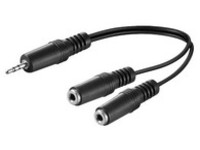 MicroConnect 3.5mm Mono 0.2m 1M-2F Black Audio Extension Cable AUDLL02 - eet01