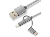 MicroSpareparts Mobile 3-in-1 adapters Charging cable Micro USB, USB-C and Lightning MOBX-ACC-003 - eet01