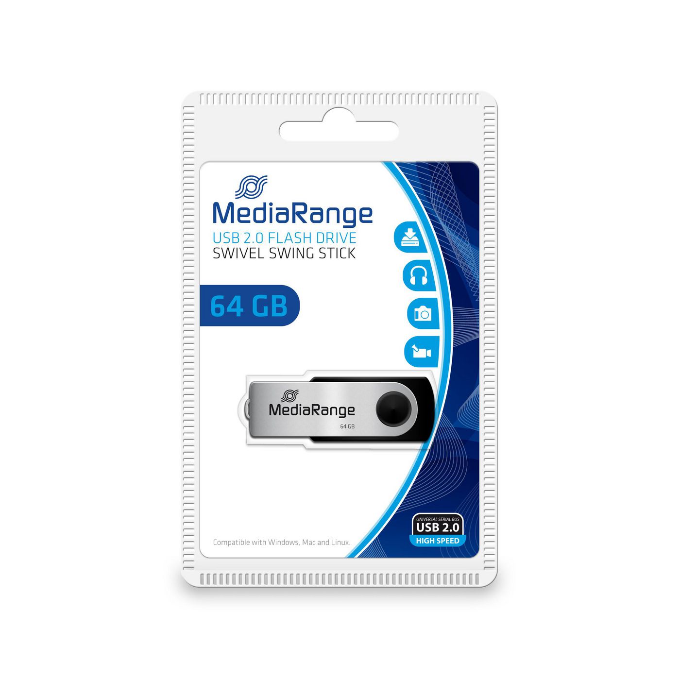 MediaRange USB-Stick 64GB USB 2.0 Flexi 64GB USB 2.0, 64 GB, USB  MR912 - eet01