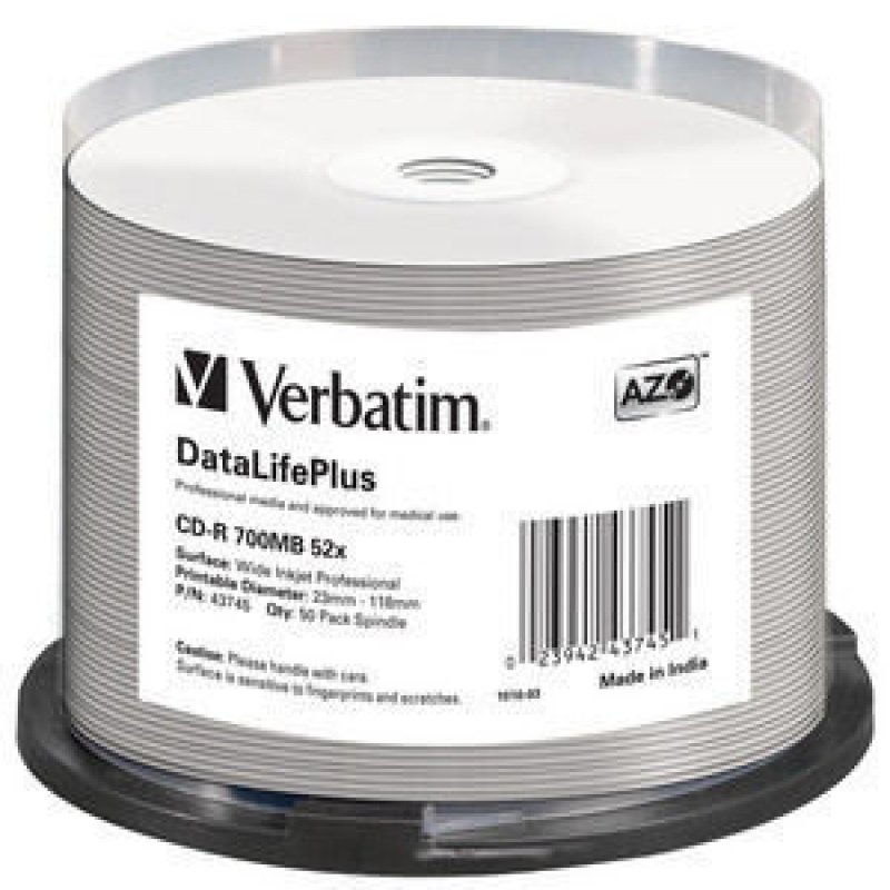Verbatim CD-R 700MB 52X 50pk DataLife+ 43745 - CMS01