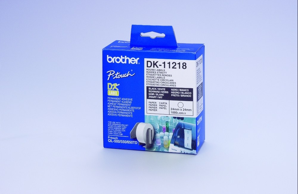 P-touch Roll Round Label 1" Diameter Dk11218 - WC01