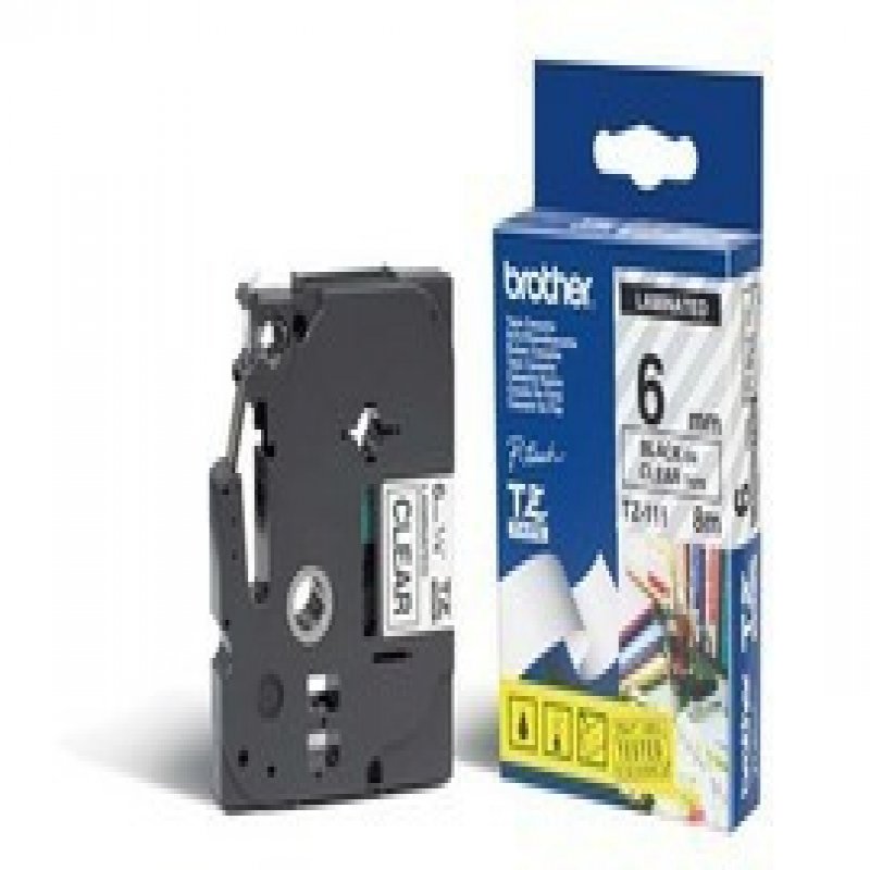 Bro 6mm Gloss Tz Black On Clear Tape Tze111 - WC01
