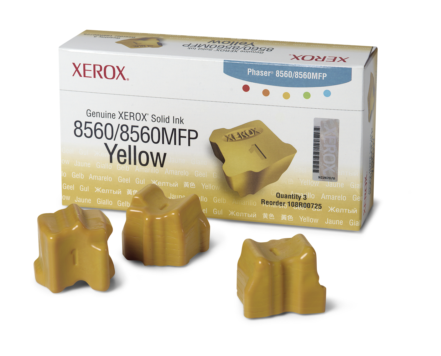 Xer108r00725   Xerox 8560 3pack Ink Yellow    Xerox  8560                                                  - UF01
