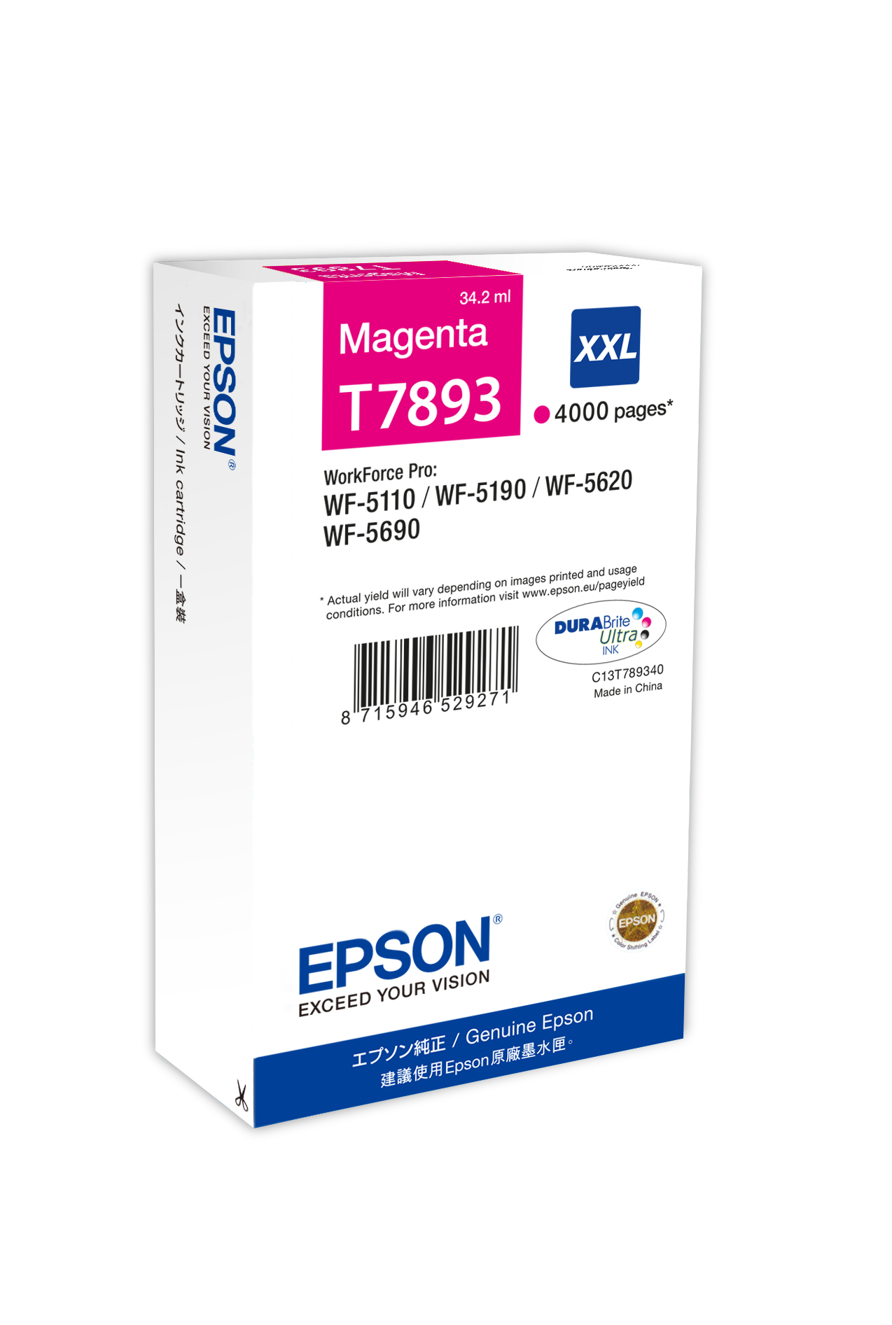 Epst78934010   Epson Wf5000 Series Xxl        Magenta 1 X 34ml                                             - UF01