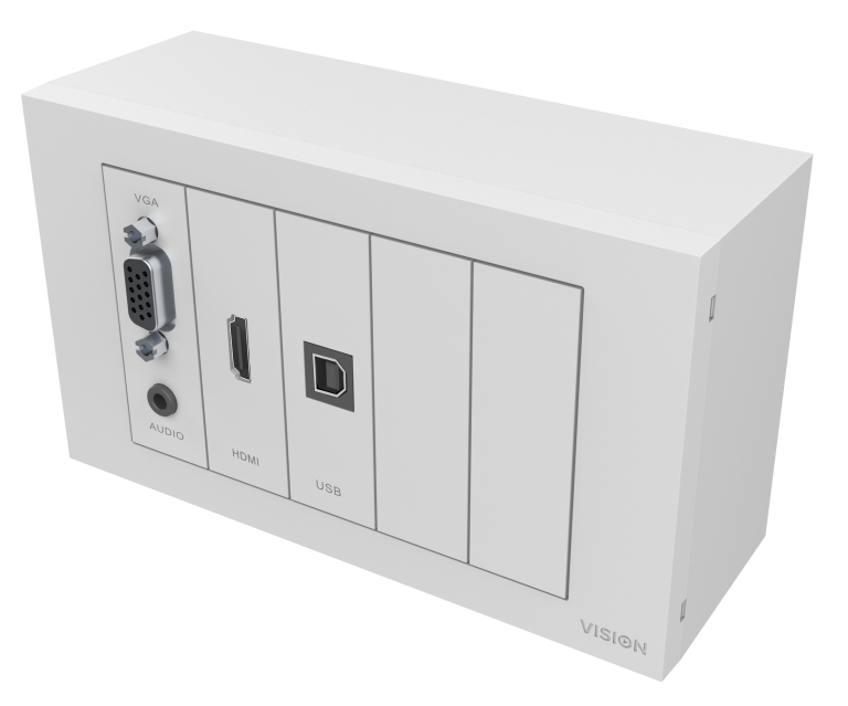 VISION TECHCONNECT FACEPLATE KIT - MODULE PACK WITH 10M CABLE PACK Includes MOUNTING HARDWARE: UK Double-Gang Backbox, UK Double-Gang Surround. Includes MODULES: 1 X VGA With 3.5mm Socket, 1  - C2000
