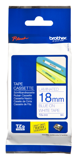 Bro 18mm Blue On White Tape Tze243 - WC01