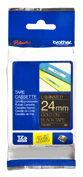 Bro 24mm Gloss Tz Gold On Blk Tape Tze354 - WC01