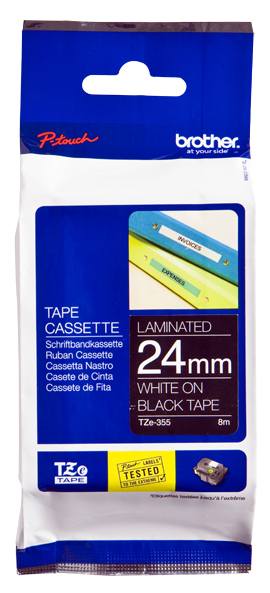 Bro 24mm White On Black Tape Tze355 - WC01