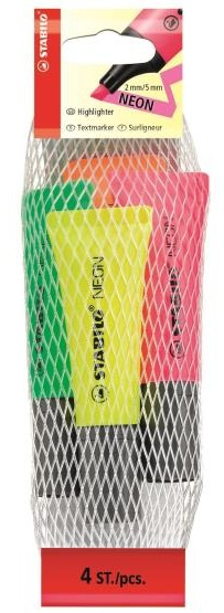 stabilo Stabilo Neon Highlighters Assorted Colours (pk4) 72/4-1 - AD01