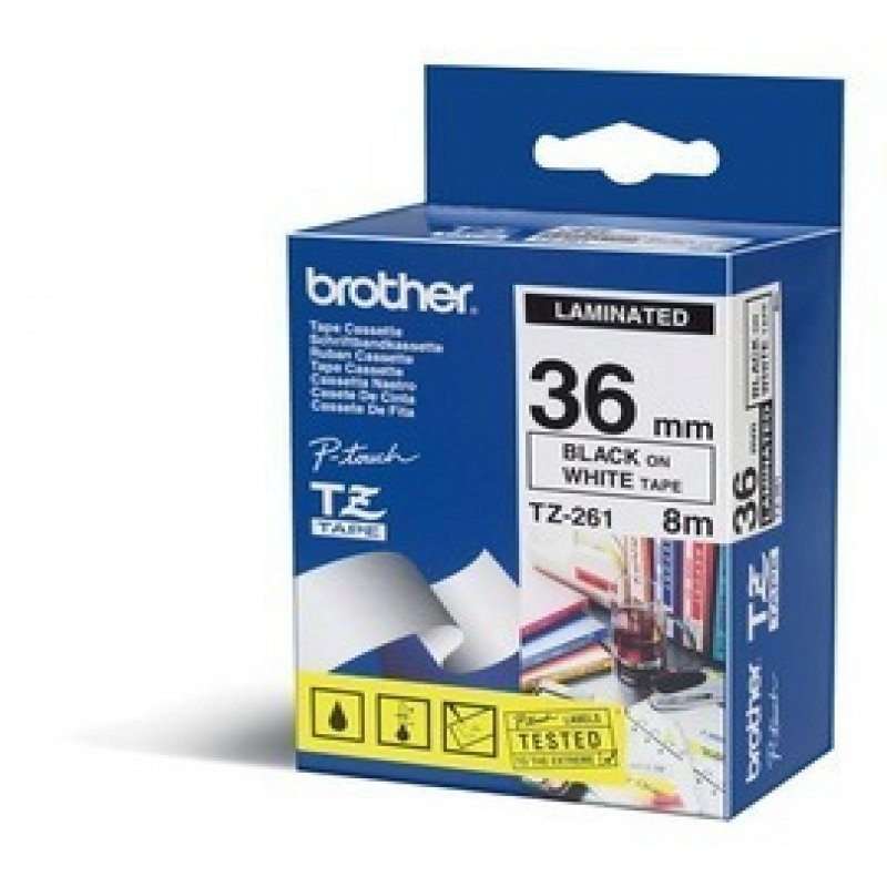 Bro 36mm Gloss Black On White Tape Tze261 - WC01