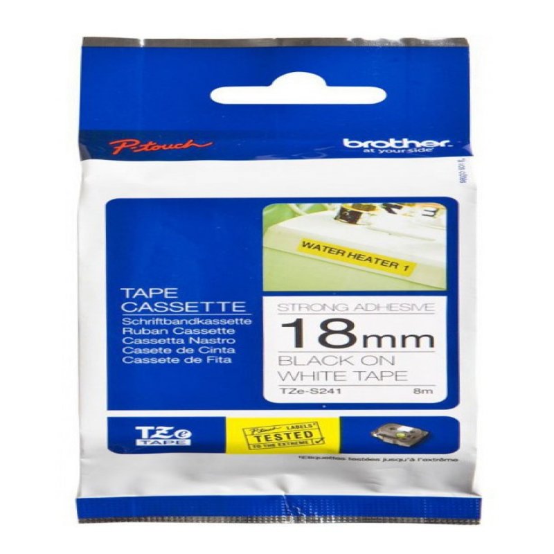 Bro 18mm Black On White Tape Adhesiv Tzes241 - WC01