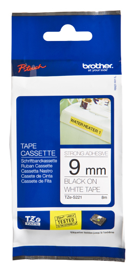 Bro 9mm Black On White Tape Adhesive Tzes221 - WC01