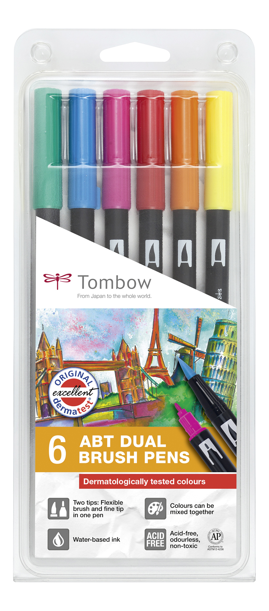 tombow Tombow Abt Dual Brush Pen 2 Tips Dermatlogical Pk6 Abt-6p-3 - AD01