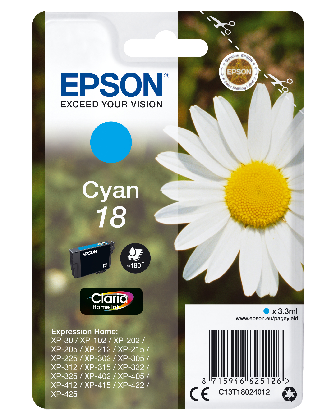 18 Daisy Cyan Ink Cart C13t18024012 - WC01